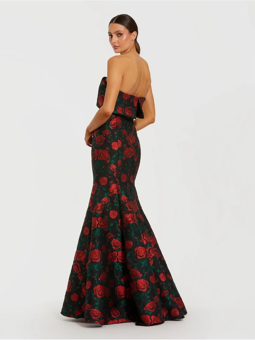 Mac Duggal 27679 Black Strapless Floral Brocade Mermaid Gown Size 6 NWT - Picture 3 of 13